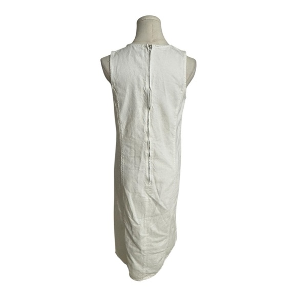 ZARA‎ White Ivory Sleeveless Denim Midi Dress Size S Buttons Casual Jeans Beach - Picture 4 of 6